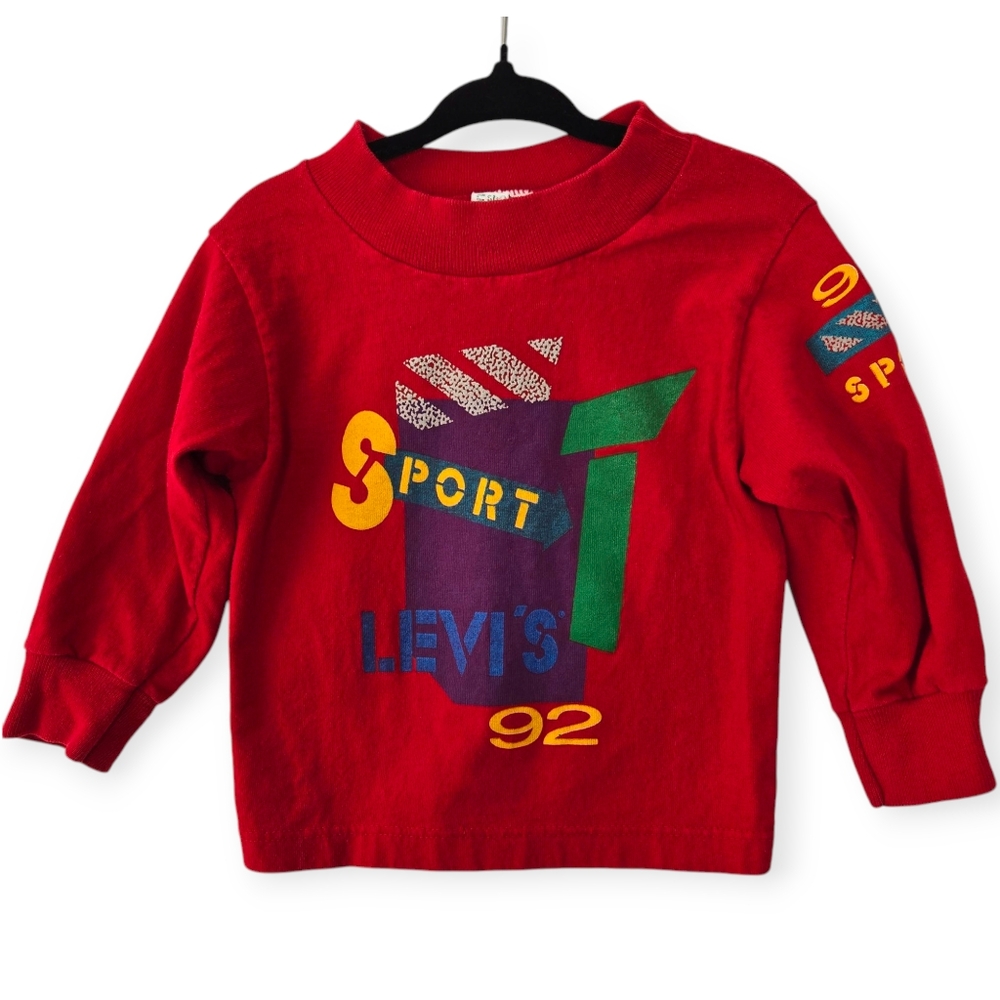 Vintage 90s Levi's T-Shirt Toddler Size 18 Months Red Spellout 1992 USA Made